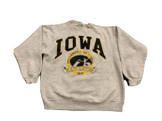 Vintage 90s Galt Sand Mens Gray Universirty Of Iowa Hawkeyes Sweatshirt Size L
