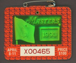 1993 Masters Badge Bernhard Langer Golf Champion Year At Augusta National Hof