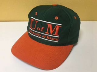 Vintage 80s 90s University Of Miami Hurricanes Sebastian Ibis Snapback Hat Cap