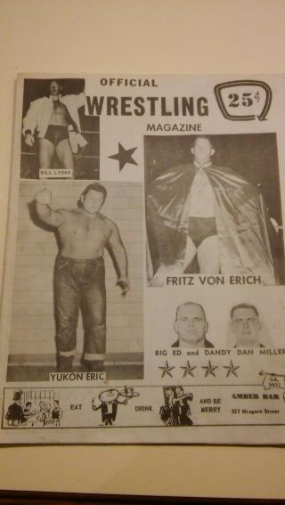 1960 Nwa Vintage Wrestling Program Beyer Destroyer Brazil Dupre Von Erich Wwwf