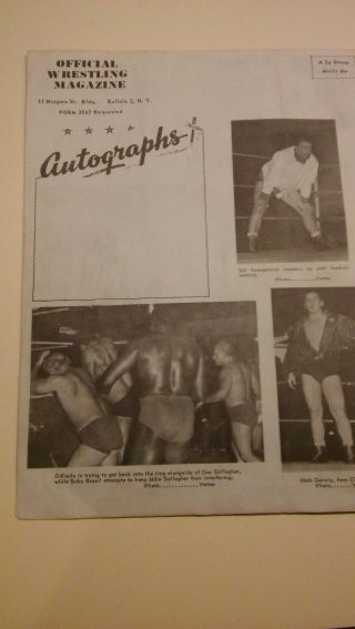 1960 NWA vintage Wrestling program Beyer Destroyer Brazil Dupre Von Erich WWWF 2