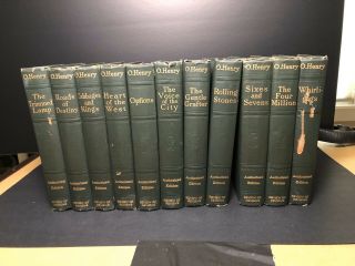 Antique O.  Henry Green Cloth Books Set Of 11 Review Of Reviews 1913.