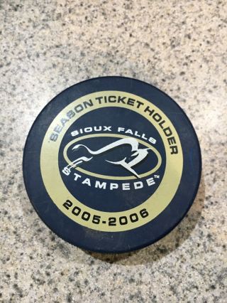 Sioux Falls Stampede Official Hockey Puck Season Ticket Holder 2005 - 2006