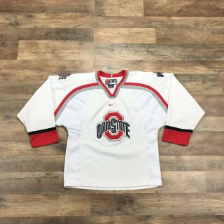 Ohio State Buckeyes Nike Hockey Jersey Osu Red White Vintage Youth Boys Medium