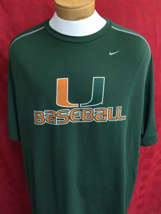 Vtg Heavy Team Issued Um Miami Hurricanes Baseball Dry Fit Shirt Jersey