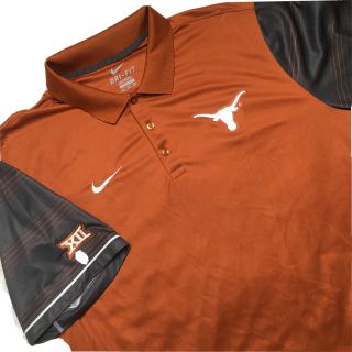 Nike 2x Texas Longhorns Burnt Orange Short Sleeve Polo Shirt Dri Fit Xxl Mens