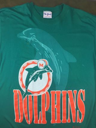 Vintage Mens Xl 90s Miami Dolphins Team Nfl Football Logo Graphic Green T - Shirt