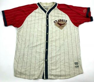Vintage St Louis Cardinals Baseball Jersey Size Extra Large Pin Stripe Button Up