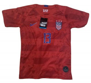 Nike Usa Team Soccer Youth Small Size 24 Red Jersey 13 Alex Morgan