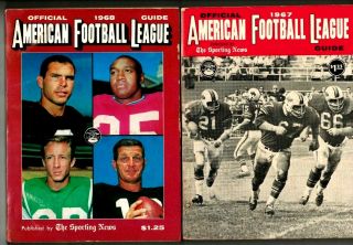 1967 And 1968 The Sporting News American Football League Guides Ex