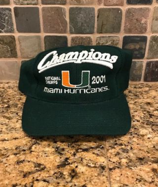 Miami Hurricanes Ncaa Football Champions 2001 Snap Back Hat “the U”