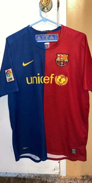 Nike Dri Fit Barcelona Messi Unicef Fcb 10 Athletic Soccer Jersey Men 