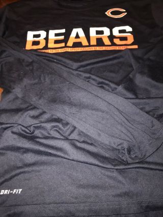 Chicago Bears Long Sleeve Shirt By Nike Dri - Fit Men’s Medium Blue