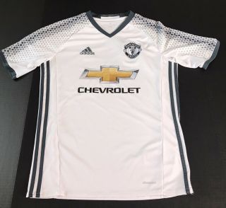 Manchester United Adidas Climacool Jersey Mens Sz Xl White/gray Chevrolet Stripe