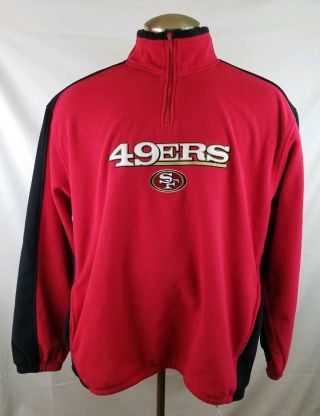 Nfl Team Apparel San Francisco 49ers Mens Red Quarter Zip Pullover Sweater Xl