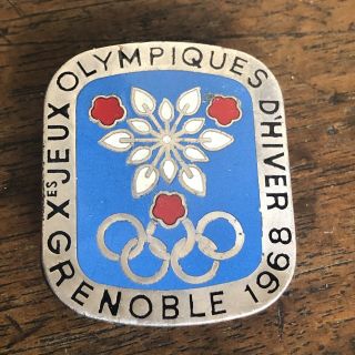 Vintage Grenoble 1968 Winter Olympic Games Enamel Inlay Pin