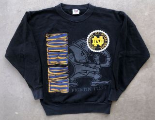 Vintage 90s University Of Notre Dame Fighting Irish Crewneck Sweatshirt Size M