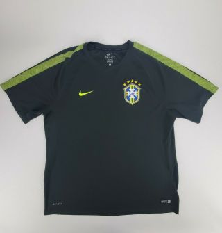 Mens Nike Dri - Fit Authentic Training Cbf Brazil Soccer Jersey Size Xl