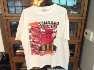 Vtg Chicago Bulls United Center Grand Opening White Sunrise T - Shirt Sz Xl - Cool