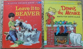 2 Vintage Little Golden Books Leave It To Beaver,  Dennis The Menace Waits For