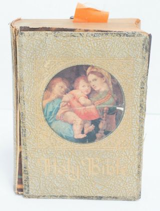 Vintage 1953 Family Rosary Commemorative Edition Catholic Bible Marian Year