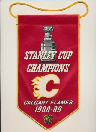 1988 - 89 Calgary Flames Official Nhl Stanley Cup Mini - Banner Flag Nm Like
