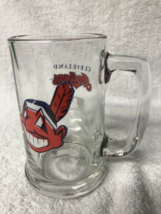 Vintage Mlb Cleveland Indians Banned Logo Chief Wahoo Tribe Glass Beer Mug