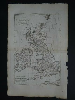 1780 Bonne Atlas Map British Isles - Isles Britanniques - England Ireland Uk