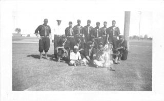 3 " X 4 3/4 " Snapshot Of Unidentified Negro League Baseball Team.  " C W " On Jersey