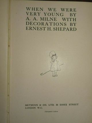 1926 WHEN WE WERE VERY YOUNG by A A MILNE ilustrated by SHEPARD Winnie Pooh 2