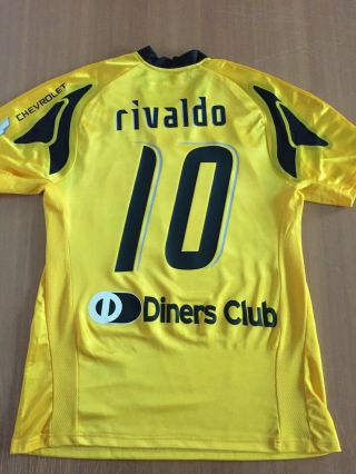 Rivaldo 10.  Aek Athens Home Football Shirt 2007 - 2008.  Size: M.  Puma Jersey