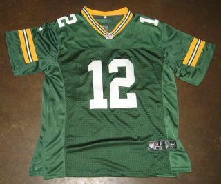 Nfl Green Bay Packers 12 Aaron Rodgers Football Jersey Men’s Size 44 Nike Green