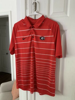 Men’s Nike Dri Fit Uga Georgia Bulldogs Golf Polo Shirt Medium Red
