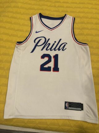 Joel Embiid Philadelphia Sixers 76ers Nba Nike Jersey Adult L 2017 City Edition