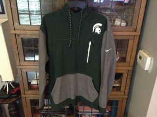Michigan State Msu Spartans Nike Embroidered Sparty W Gray Pouch Hoodie Sz Xxl