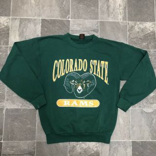 Women’s Vintage Colorado State Csu Rams Big Logo Crew Neck Sweatshirt Sz M Green