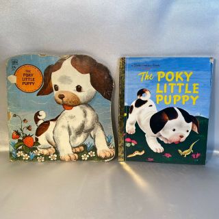 Vintage The Poky Little Puppy Shape Book & Little Golden Book