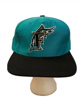 Vintage Florida Marlins Kids Snapback Hat Teal Cap Twins Enterprise 47 Brand