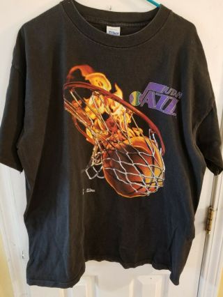 Vintage Salem Sportswear Utah Jazz Black T - Shirt Xl Nba