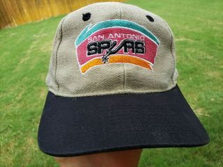 Rare Vintage San Antonio Spurs Hat Classic Logo 7 Nba Basketball Snapback 1990s