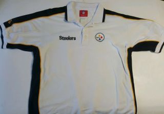 Vintage Pittsburgh Steelers White Nfl Team Jersey Polo Shirt Embroidered Mens L