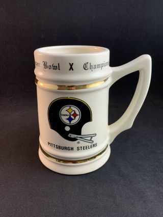 Vintage 1975 Pittsburgh Steelers Bowl X Champions Ceramic Stein Mug