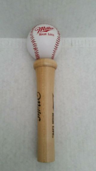 Miller High Life Vintage Beer Tap Handle Baseball On Wooden Bat Handle