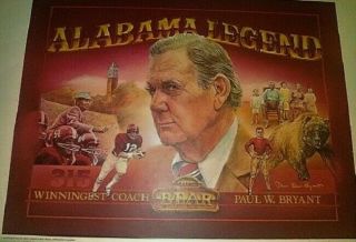 Alabama Crimson Tide - 315 Wins - Paul Bear Bryant Print - L.  Bishop 1981