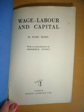 1932 KARL MARX - WAGE LABOUR & CAPITAL INTRO BY ENGELS CLASS CAPITALISM 2
