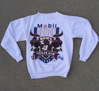 Vintage Texas A&m 1993 Mobil Cotton Bowl Sweatshirt Men’s Large
