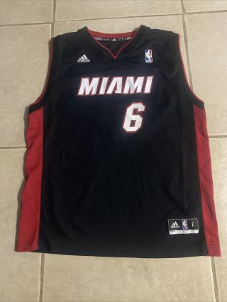 Youth Boys Kids Adidas Miami Heat Lebron James 6 Nba Basketball Jersey (l)