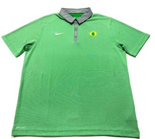 Nike Oregon Ducks Mens Green Short Sleeve Polo Shirt Size Xl Dri Fit