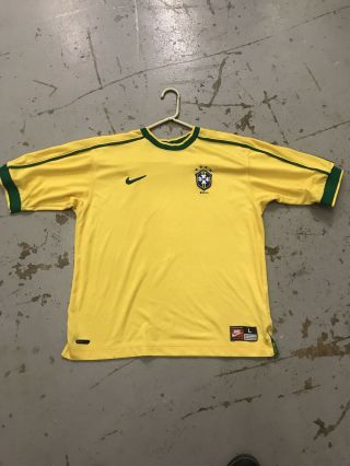Rare Vintage Nike Brasil Brazil Cbf Jersey 90s Soccer Football Size L