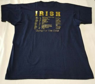 Notre Dame Irish Football 1992 Schedule Blue T - Shirt Men XL Going For The Gold 3